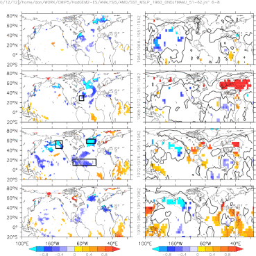 OBS SST and SLP Composites (51-62) for 5 year means JAS