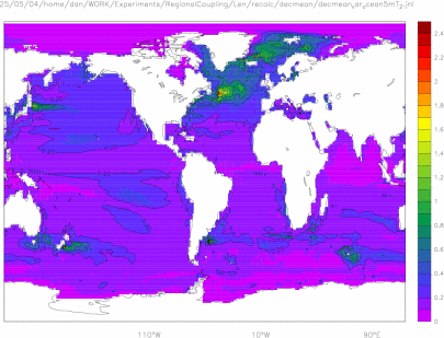 [STDDV] standard deviation of decadal mean ocean 5m T from h3_1000
